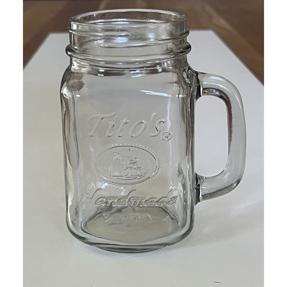 Tito's Handmade Vodka Embossed 16 oz. Glass Mason Jar Mugs - Set of 4